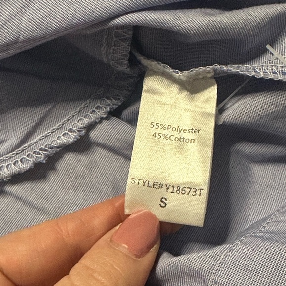 Pomander Place Tuckernuck Lucy Chambray Tiered Cotton Mini Dress Blue Small - Picture 7 of 7